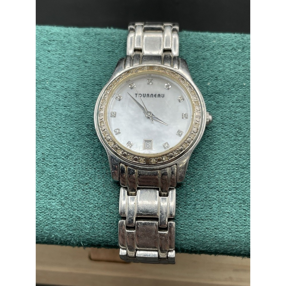 Tourneau Women's Watch Mother of Pearl Dial Date Diamond Accent AS-IS